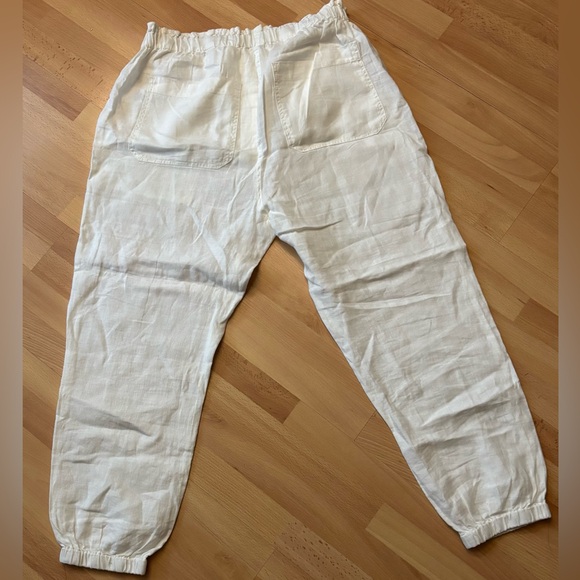 JOIE 100% Linen Jogger Pants Relaxed Elastic Waist Ankle Cuff Size Large White - Picture 6 of 7